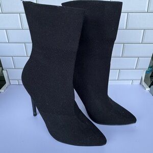 Black Stiletto Heeled Boots with Pointed Toe